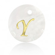 Schelp hanger 15mm letter Y Gold-white